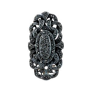 Vintage Sterling Silver Marcasite Shield Ring Size 6